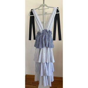 NWT Free People Simonett Keza Striped Tiered Maxi Dress Size Medium Style Mafia